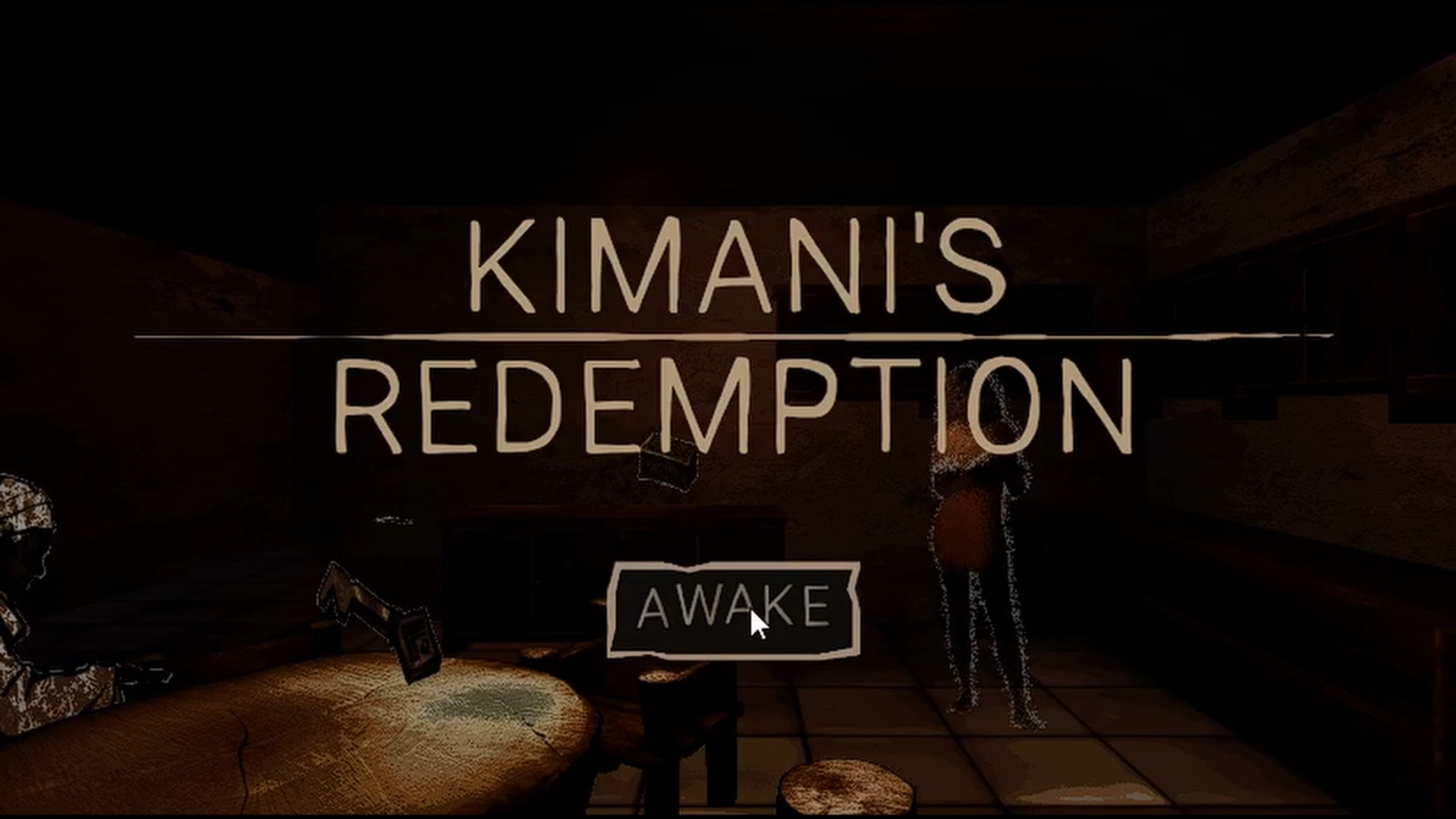 Écran titre de Kimani's Redemption dans une scène de jeu 2D chaude et tamisée.